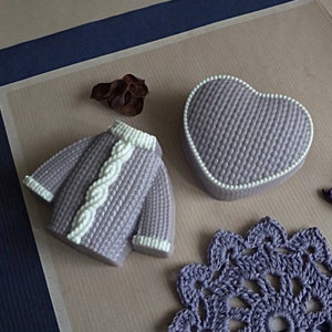 Molde de jabón con forma de corazón y suéter de punto de invierno, molde de vela de silicona para derretir y verter, suministros para manualidades, jabón de arcilla de resina navideña, artesanía