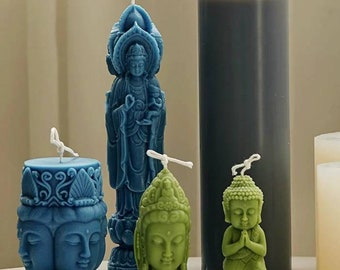 3d large reclining Buddha head 4 face Buddhism spiritual meditation rekhi mold mould silicone soap candle resin melt and pour polymer clay