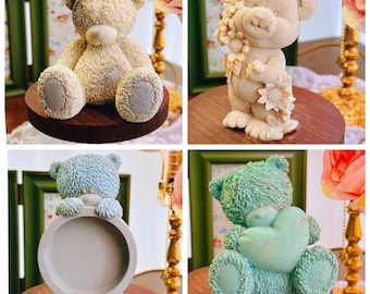 3D Teddy Bear Silicone Mold, Soap Candle mould Resin chocolate cement plaster concrete designer