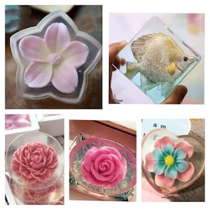Mold in mold fish peony rose star soap mold candle mould silicone melt and pour craft supplies christmas