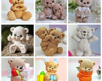 Handmade silicone mold for 3d cute teddy bear soap making candle designer  design melt and pour flower clay resin craft artisan soaps