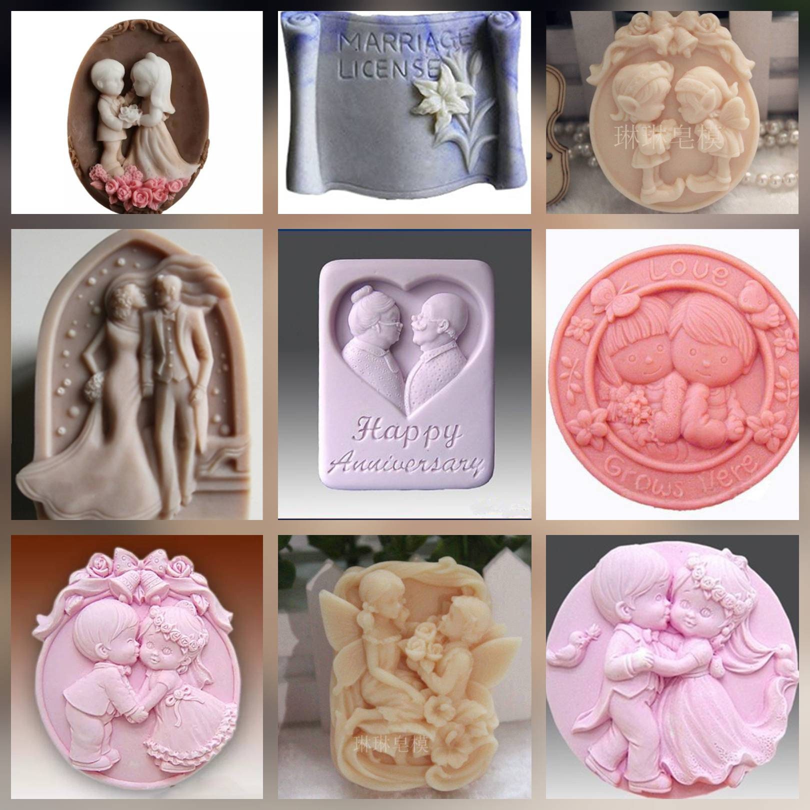 4 moldes de silicona para fondant para el Día de la Madre, en forma de  corazón, 3D, diseño de rosas de amor, para Acción de Gracias, boda, día de  San