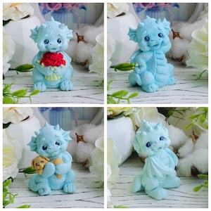 Lindo molde de dragón con alas de bebé en 3D, molde para jabón, vela, arcilla de hormigón, resina, suministros para manualidades, jabones, imanes para hacer animales