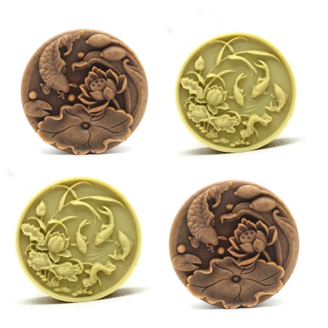 Royal Lotus Fish Pattern Mold Lotus Floral Flower Soap Candle Resin ...