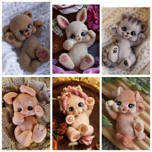 2d cute teddy bear bunny rabbit cat unicorn puppy soap making candle silicone designer mold mould design melt n pour flower clay resin craft