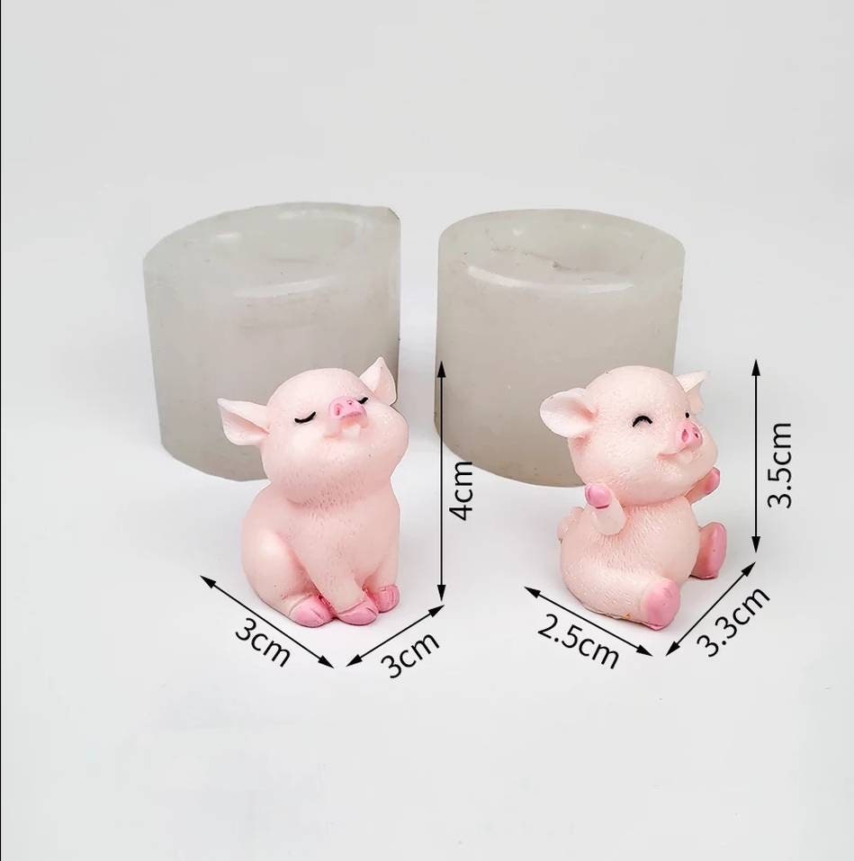 3D かわいい小さな子豚の子豚の型、シリコン石鹸、キャンドル、樹脂