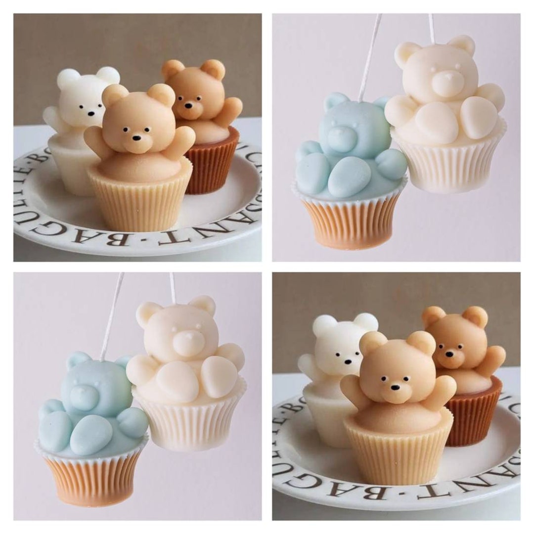 Lot de 4 moules à glaçons en forme d'ours en forme d'ours - Moules à  glaçons en silicone pour décoration de cupcakes - Petite taille
