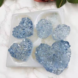 Heart Gemstone druzy cluster  agate amethyst crystal  soap mold candle mould silicone melt and pour craft supplies epoxy resin casting