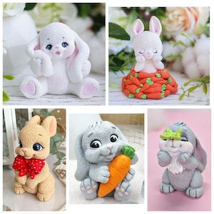 Moule 3D thème lapin en silicone, moule à savon en silicone, faire fondre et couler la résine, thème de la photographie de Pâques