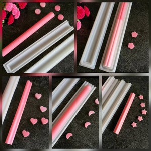 Heart round half moon star flower shape small embed column tube cp mp soap candle silicone mold mould melt and pour soap making  cylindrical