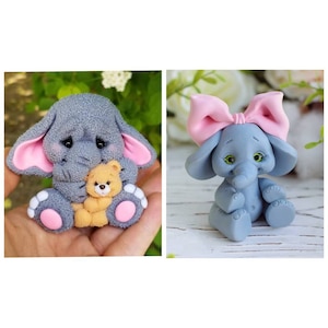 Cute 3d elephant babies mold mould silicone soap candle  resin melt and pour clay magnets concrete