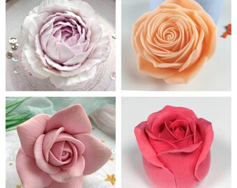 realistic 3d peony rose flower floral soap candle clay resin silicone mold mould christmas melt and pour soap making
