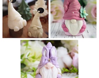 3d cute garden gnome  soap mold candle mould silicone melt and pour craft supplies christmas resin casting concrete plaster Poinsettia