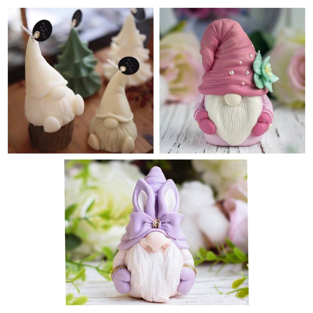 3d Cute Garden Gnome Soap Mold Candle Mould Silicone Melt and Etsy