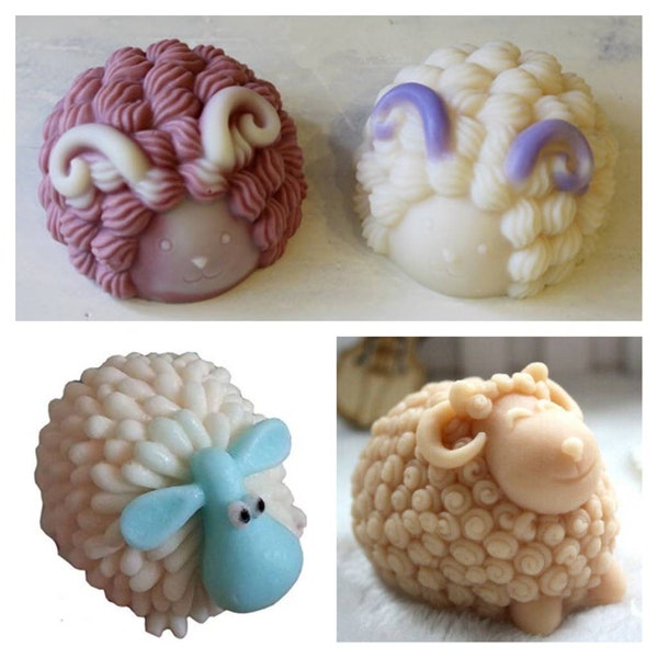 Cute adorable sheep  animal theme mold mould silicone soap melt and pour candle resin casting clay model magnets christmas new year  theme