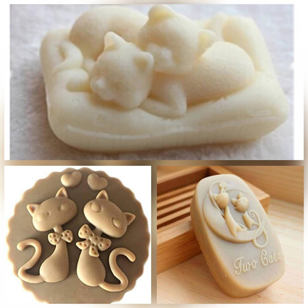 Two Cats Theme Cat on Pillow Theme Cute Pet Animal Silicone Mold Mould