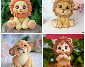 Handmade silicone mold cute 3d lion and lion cub mould soap candle resin craft supplies melt and pour soaps candles chocolate making