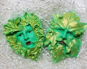 leaf man woman avatar face green leaves round diy soap making candle silicone designer mold mould design melt and pour clay resin craft