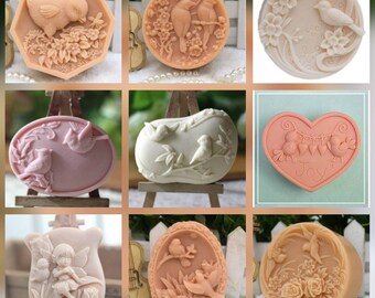 Molde de silicona para hacer jabón, vela, diseño de pájaro, gorrión, paloma, ángel, floral, hecho a mano, molde de diseño para fundir y verter, flor, arcilla, resina, artesanía