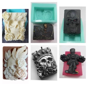 skull and roses rip Halloween skeleton Silicone molds soap mold soaps molds silica gel die mould mold candle epoxy resin casting monster
