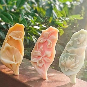 Fleur florale lotus hibiscus feuille feuilles carré rond fabrication de savon bougie en silicone design de moule design de moule faire fondre et verser argile résine artisanat