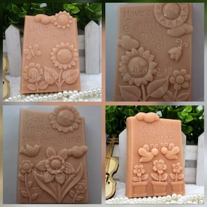 Cute floral flower Sun shine let's bee friends quote handmade soap making candle silicone designer mold mould floral flower clay resin craft