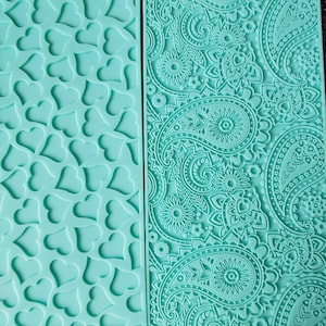 paisley heart design impression mat lace soap mold candle mould silicone melt and pour craft supplies christmas texture sheet