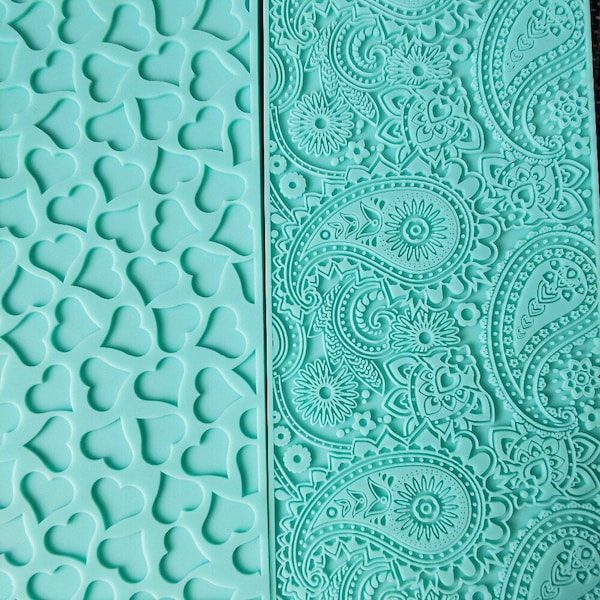 paisley heart design impression mat lace soap mold candle mould silicone melt and pour craft supplies christmas texture sheet