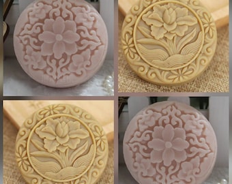 Floral Round Silicone Mold - Royal Design Soap, melt and pour , designer artisan soap making mould