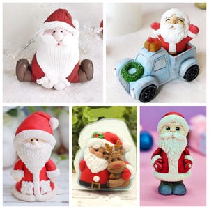 3d and 2d ( no 4 ) christmas theme santa claus new year  bathbomb new year silicone mold soap candle craft melt and pour mould chocolate