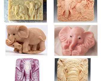 Afrikanischer 2D Elefant und indischer Elefant königliche asiatische Kunst Stickform Silikon Seife Kerze Harz schmelzen und Polymer Clay Magnete giessen