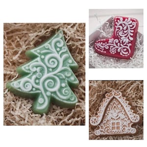 christmas tree socks house  xmas santa father new year silicone mold soap candle craft melt and pour mould  resin casting clay crafting