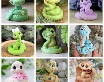 Handmade silicone mold for 3d cute snake baby mould candle soap making animal clay chocolate craft supplies soaps candles resin artisan