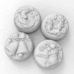 Merry christmas bell snowman xmas santa new year  bathbomb new year silicone mold soap candle craft melt and pour mould gift ideas