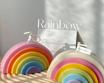 Beautiful handmade rainbow silicone mold mould soap candle craft designer artisan candles soaps concrete aromatherapy wax