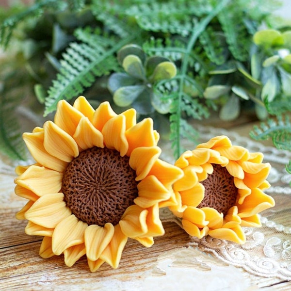 realistic 3d sunflower flower floral soap candle clay resin silicone mold mould christmas melt and pour soap making