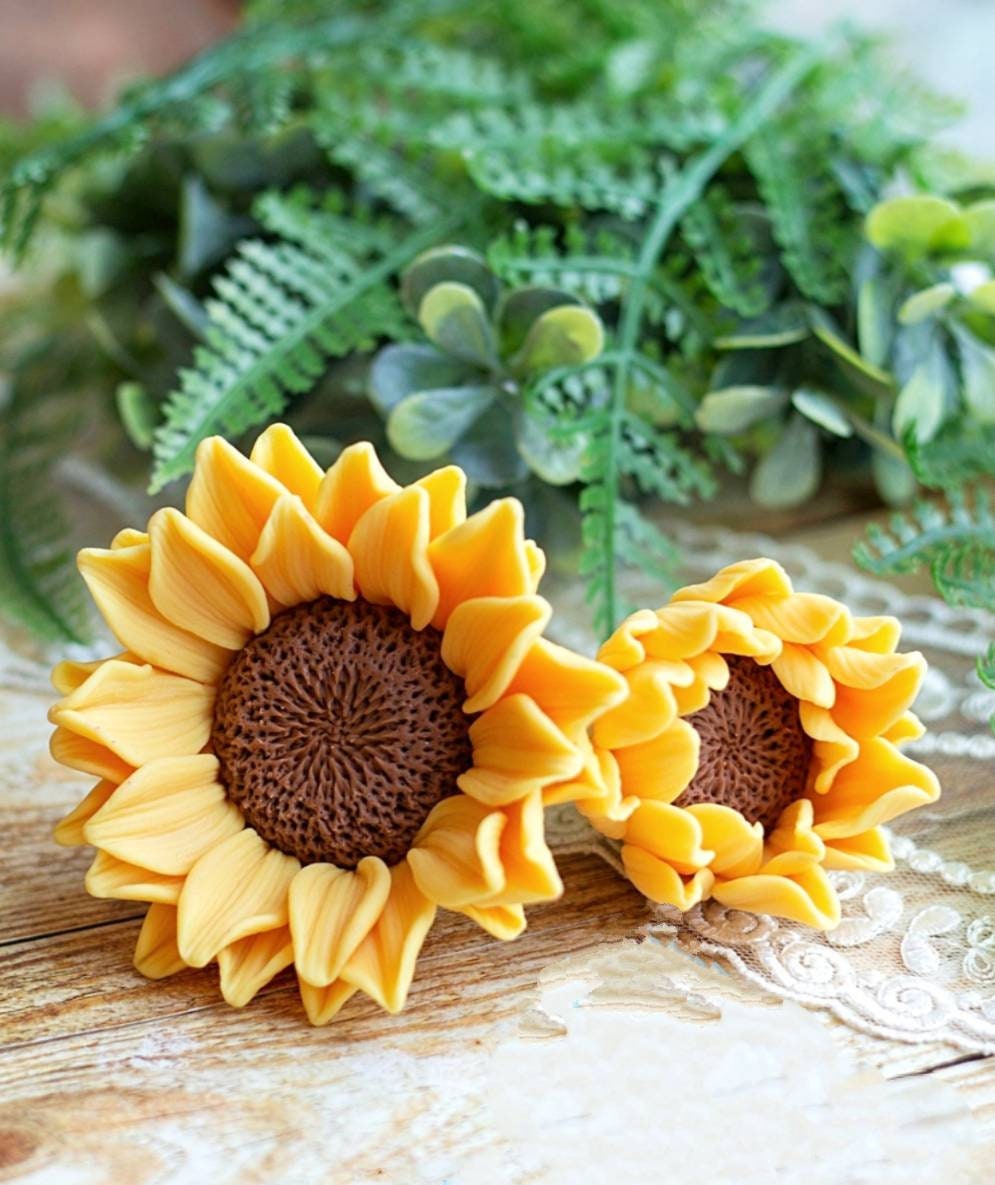 リアルな 3D ひまわり 花 花柄 石鹸 キャンドル 粘土 樹脂