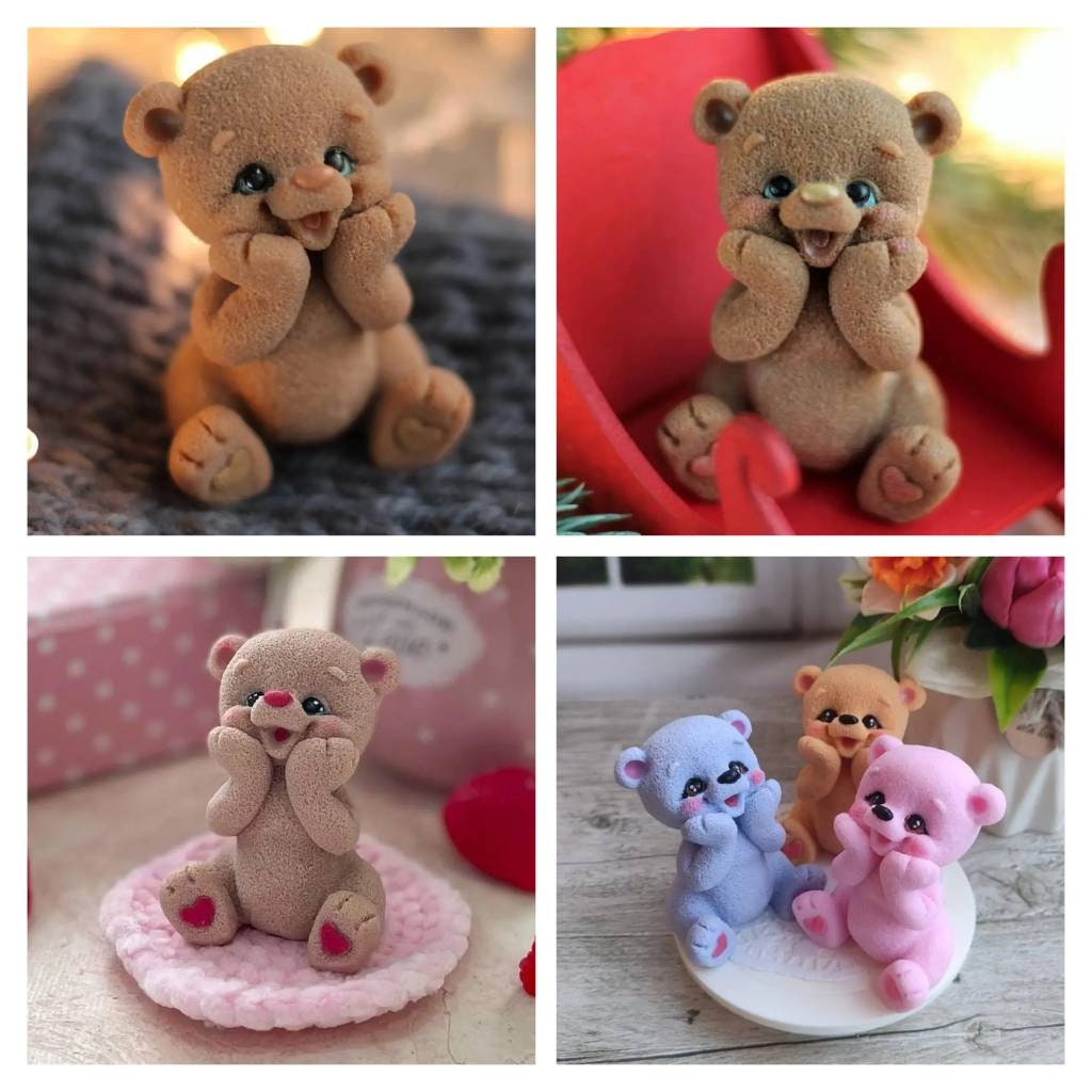 WOPODI Cute Bear Silicone Mold Resin Casting Candle Molds 3D Lovely Seated  Teddy Bear DIY Mold Crafts Animals Fondant Mold Scented Candle Mousse Soap