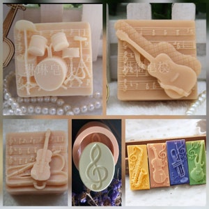 guitar music note soap mold candle mould silicone melt and pour craft supplies christmas singer gift ideas designer molds