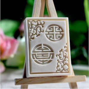 Good luck blessings symbol character pattern unique designer spiritual meditation yoga soap mold mould rekhi round rectangular artisan