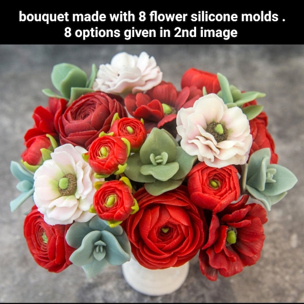 Handmade Silicone molds realistic Ranunculus 3d flowers floral soap candle clay resin mould soap bouquet makin ( 8 styles )