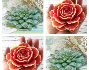 3d large realistic rose roses succulent flower floral soap candle clay resin silicone mold mould christmas melt and pour soap making