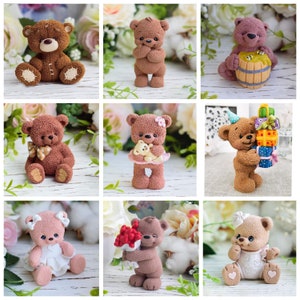 3d cute teddy bear soap making candle silicone designer mold mould floral rose roses design melt and pour flower clay resin craft