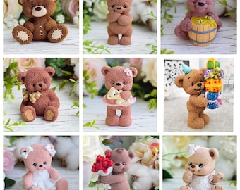 3d cute teddy bear soap making candle silicone designer mold mould floral rose roses design melt and pour flower clay resin craft