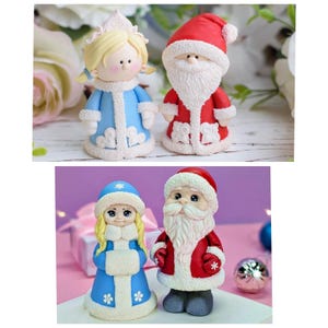 Handmade silicone mold for 3d christmas santaclause Santa and snow maiden mould soap candle clay gypsum cement art resin chocolate making