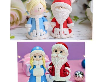 Handmade silicone mold for 3d christmas santaclause Santa and snow maiden mould soap candle clay gypsum cement art resin chocolate making