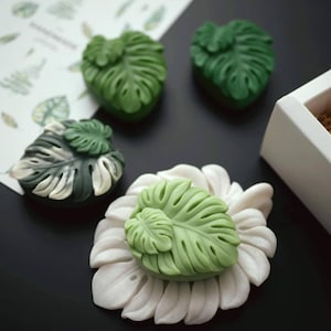 Monstera palm maple leaf leaves soap making candle silicone designer mold mould floral  design melt and pour clay resin craft