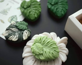 Monstera palm maple leaf leaves soap making candle silicone designer mold mould floral  design melt and pour clay resin craft