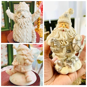 3d christmas theme santa claus new year  new year silicone mold soap candle craft melt and pour mould chocolate cement gypsum candles