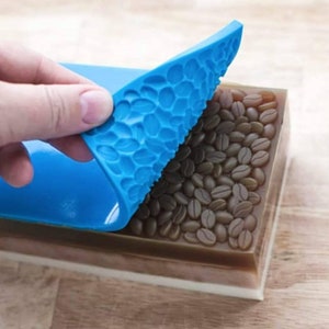 Coffee bean beans  design impression mat lace soap mold candle mould silicone melt and pour craft supplies christmas texture sheet